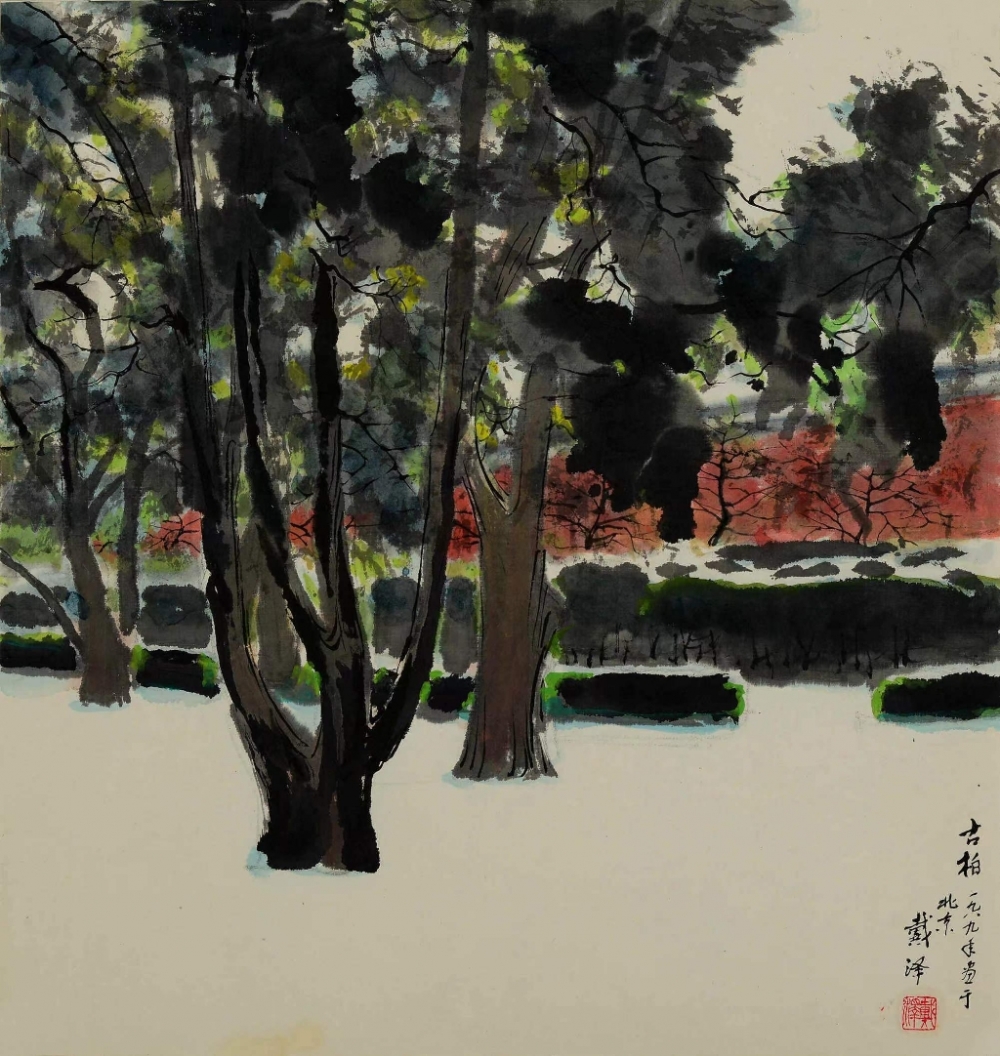 戴泽,古柏,1989,纸本国画 916462829654716701