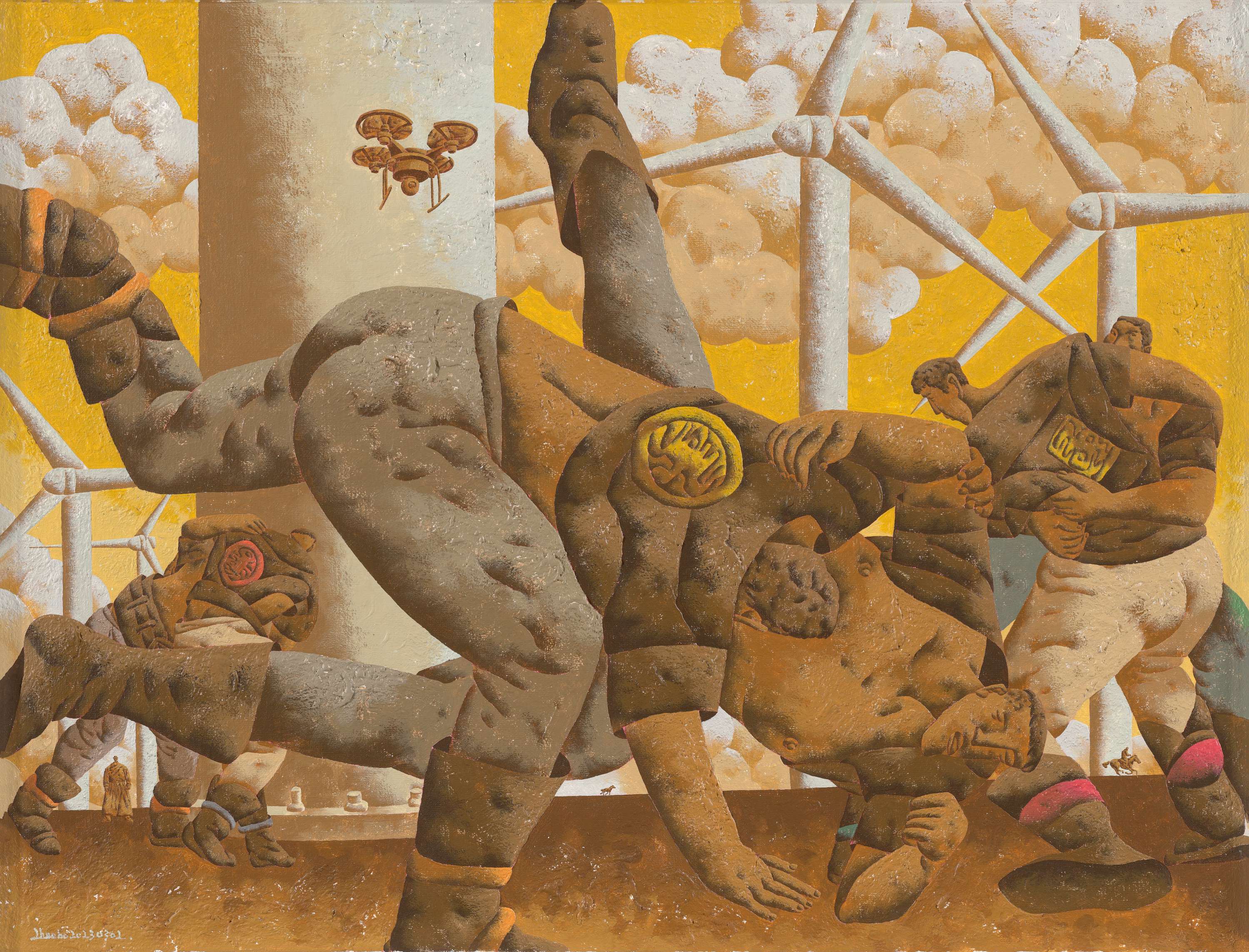 10那达慕——摔跤15 赵勃 油画 120×160cm 2023年