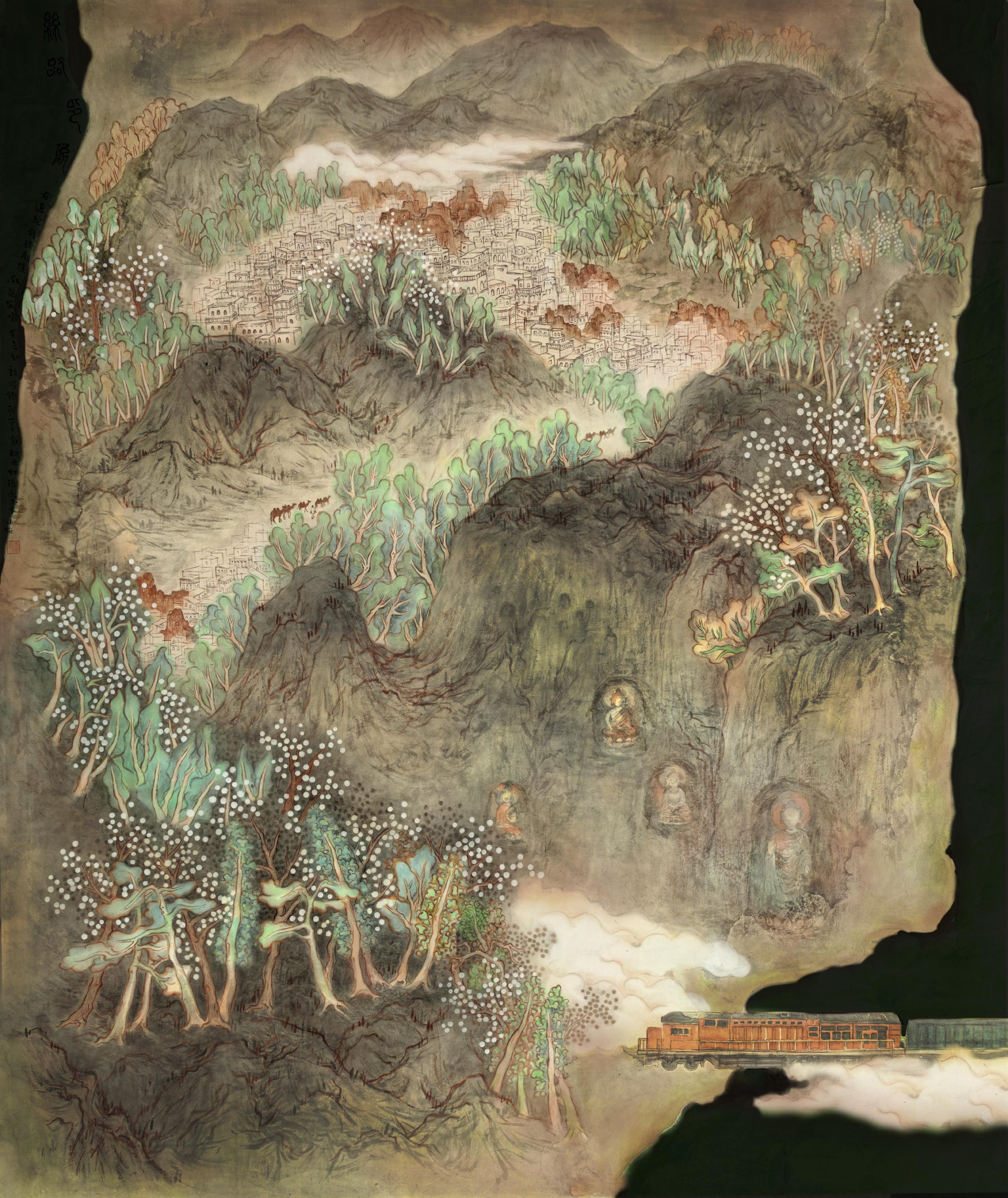 15万小怡《丝路印象·渝行万里》中国画230×200cm2025