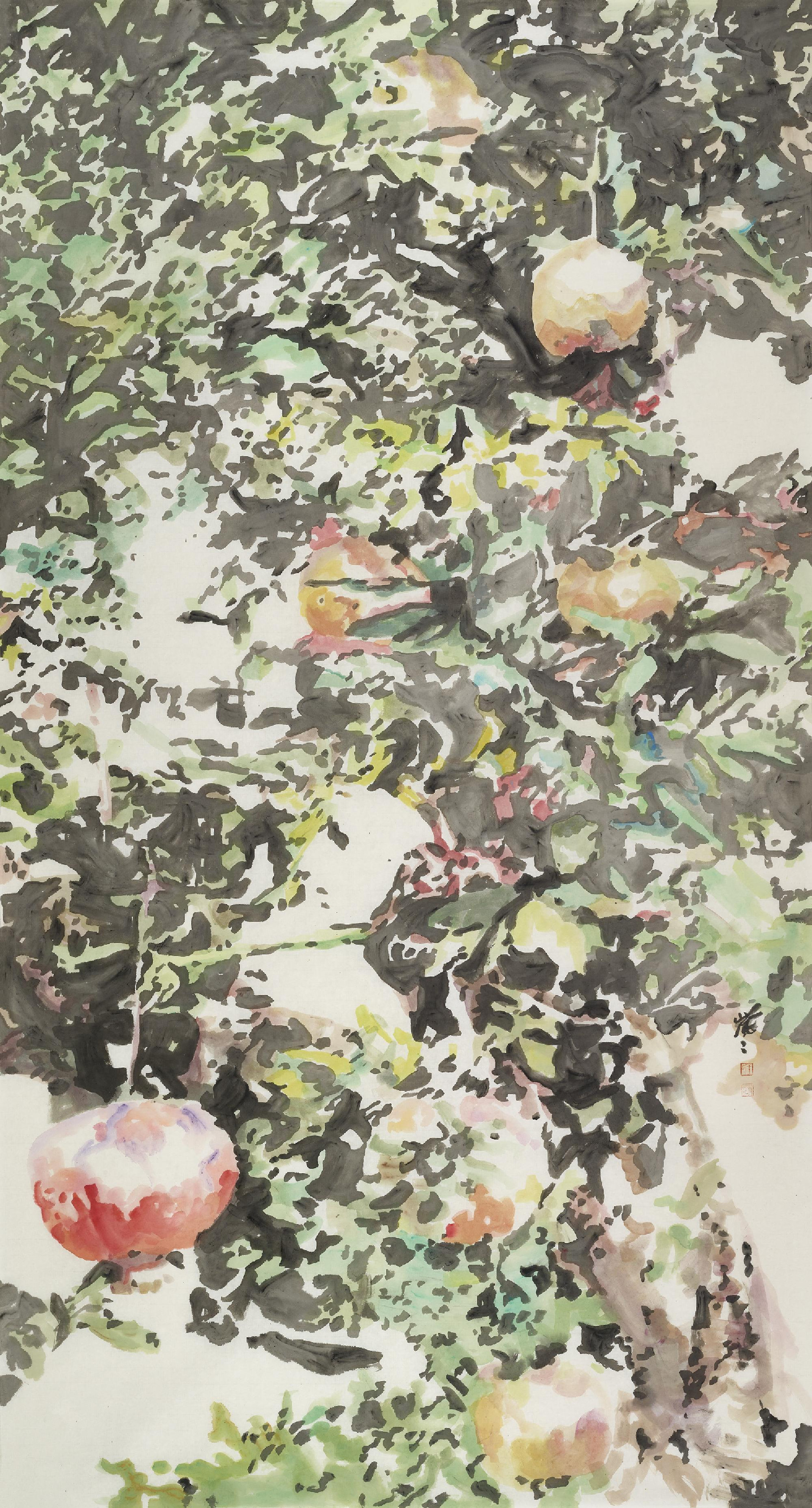 9王岚岚《硕果》综合材料绘画 96×180cm 2024