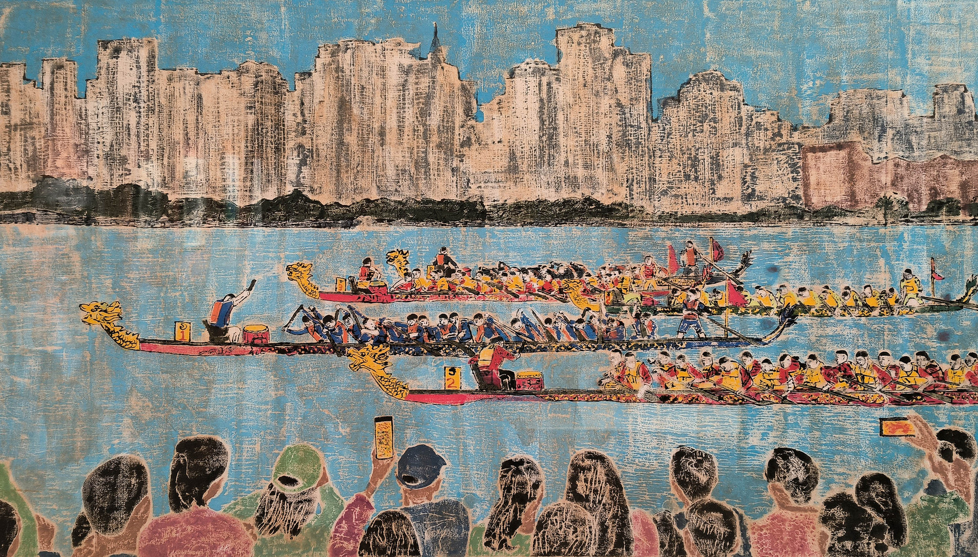 乌江竞渡 版画 168cm×103cm 2025年