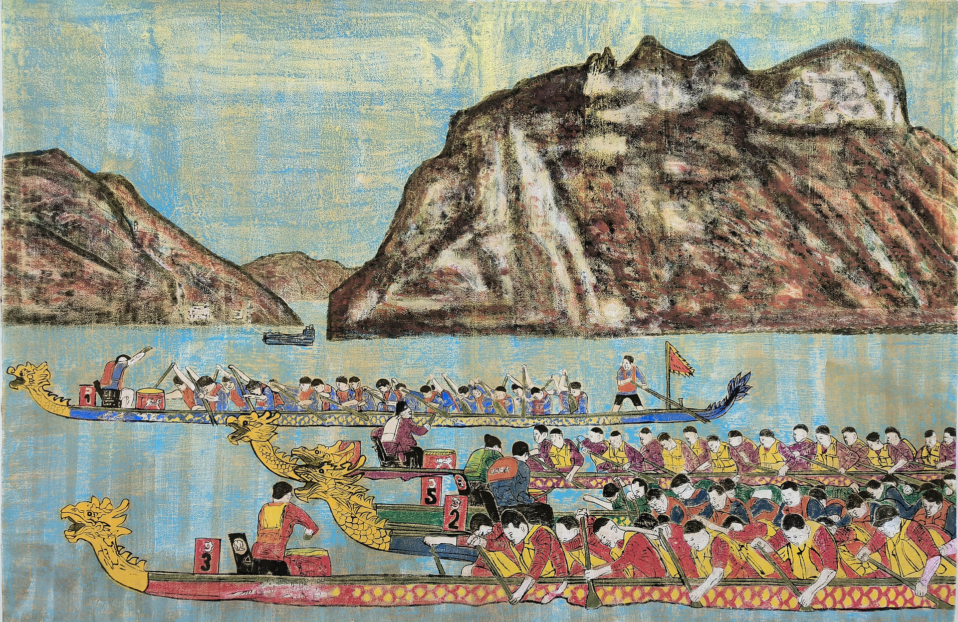 峡江竞渡 版画 168ⅹ103cm 2026年