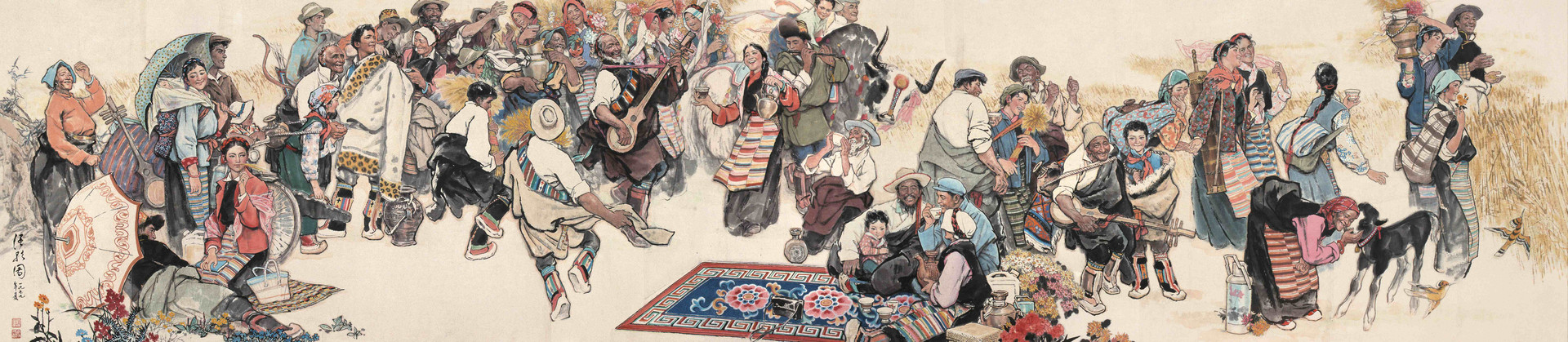 0酒歌图 马振声、朱理存 中国画 90×360cm 1979年