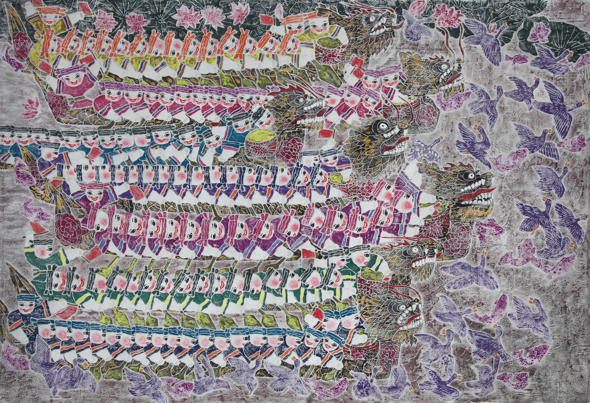 9.梁昌华 版画《鸢飞鱼跃闹端阳》143×93cm2016(入选首届中国美术馆收藏青年美术家作品展)