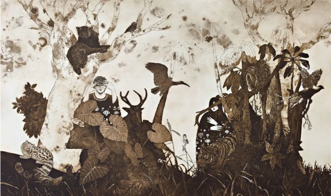 杨媛媛《即将远去的风景(铜板洒金)》60cm×100cm