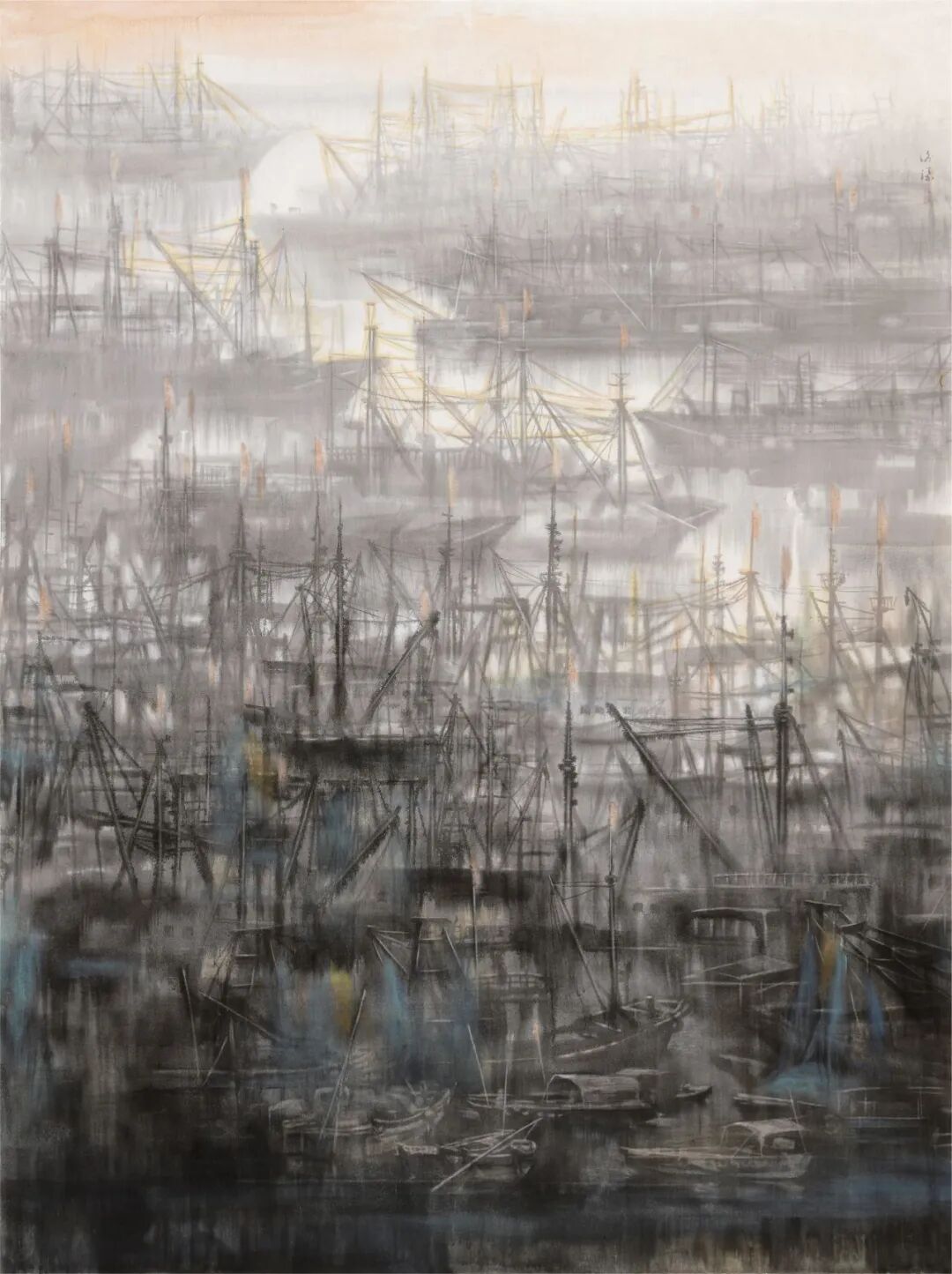 谢添《渔港晨晖》196cm×165cm