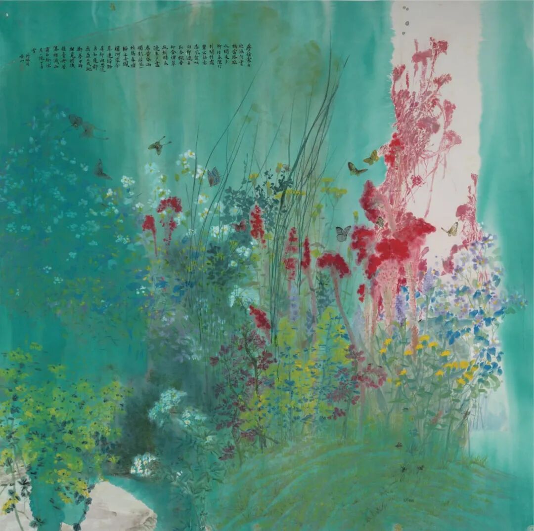 沈琳《荫绿围红》200cm×200cm