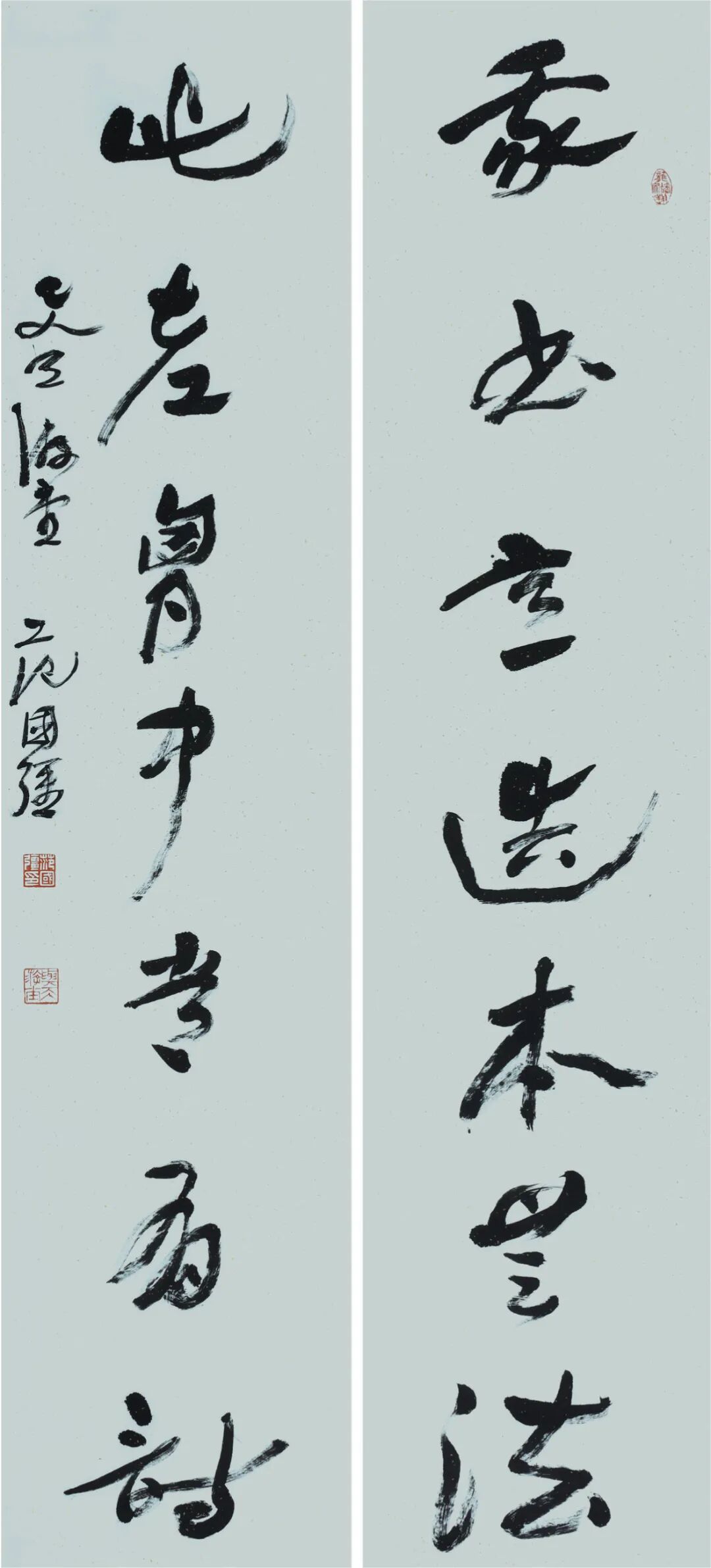 范国强《我书意造本无法,此老胸中常有诗》180cm×48cm×2