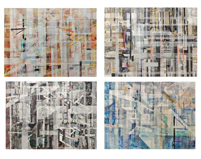 14阳浩宇《城映重织系列组画1-4》综合材料绘画80x60cmx4 2026