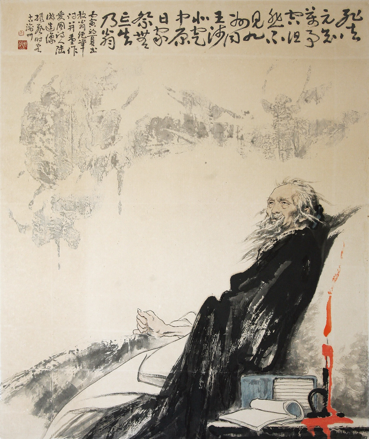 4陆游 马振声 中国画 143×120cm 1986年
