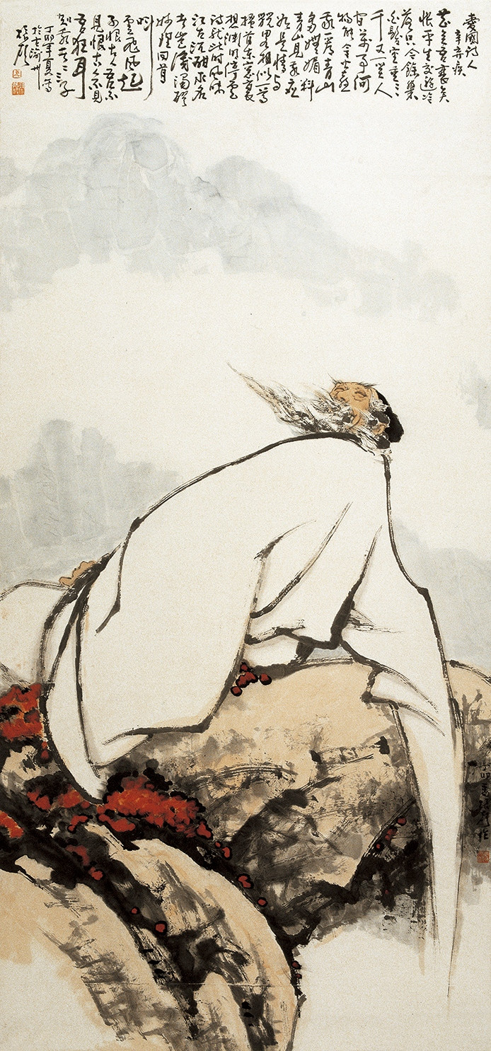 1爱国诗人辛弃疾 马振声 中国画 198×103cm 1982年