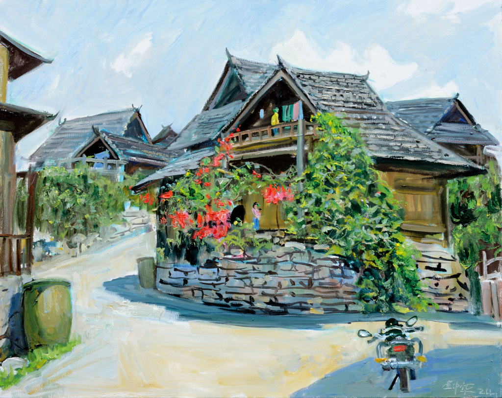 3、姚钟华 《翁丁人家》 油画 80cm×100cm 2024年