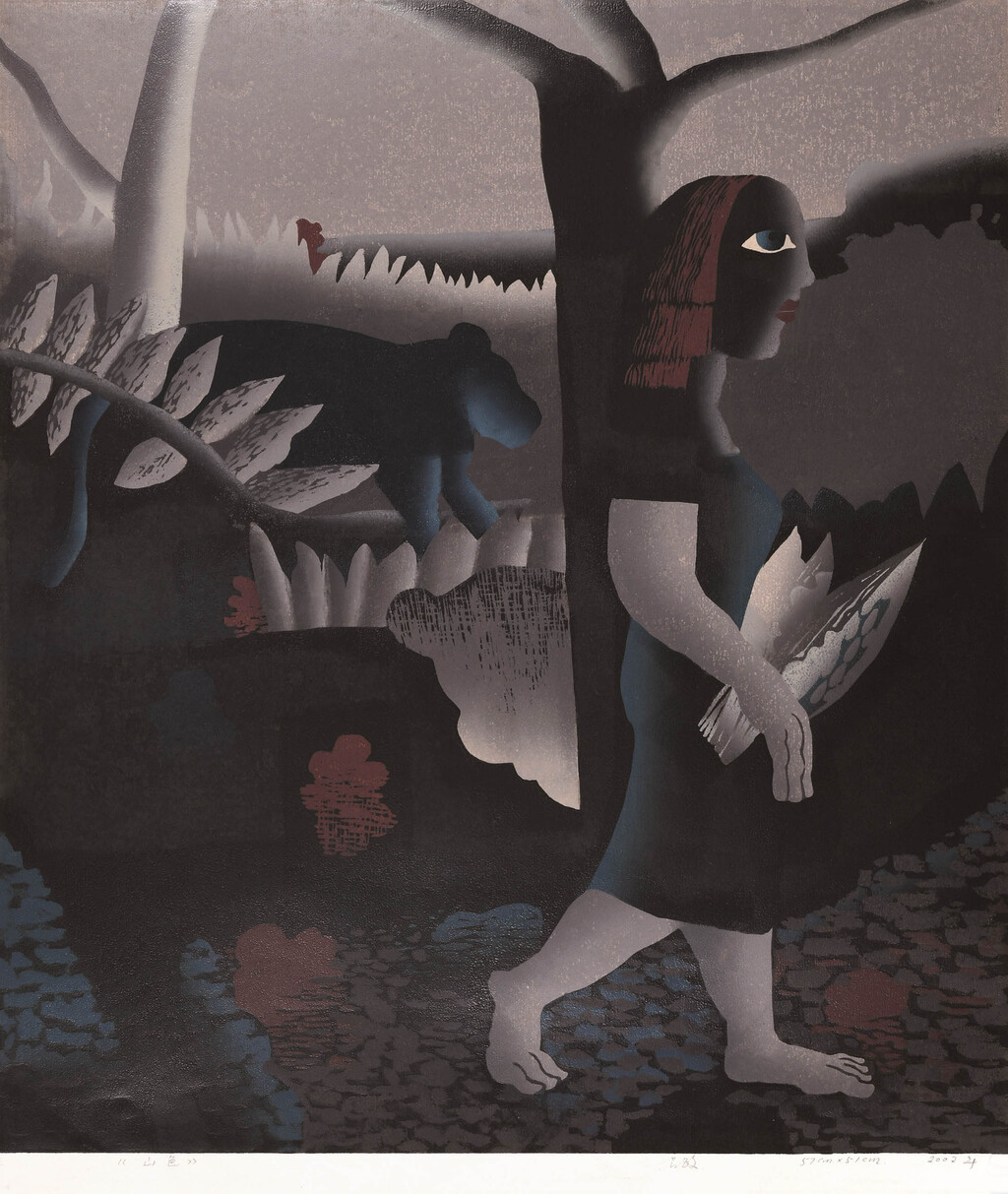 9、吕敏 《山色》 版画 57cm×51cm 2002年