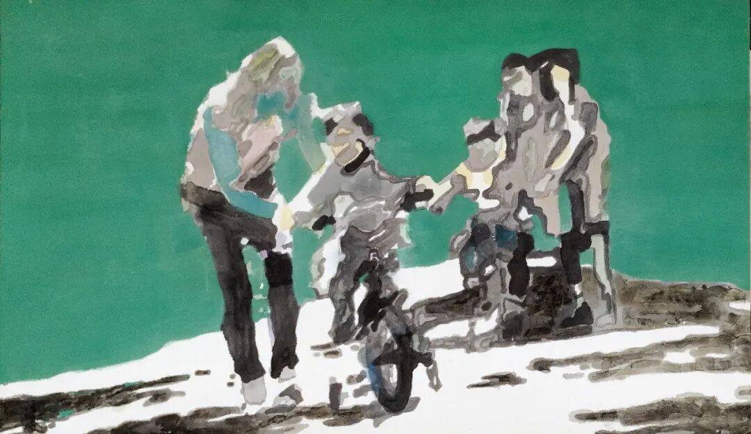 2《学单车》 综合材料160cm×90cm 2018