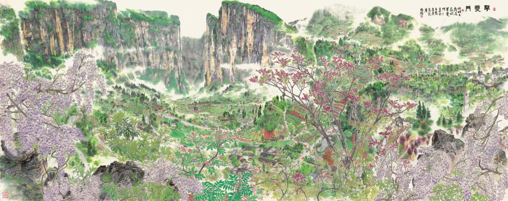 唐德福《旱夔门》 中国画 365cm×145cm 2021年