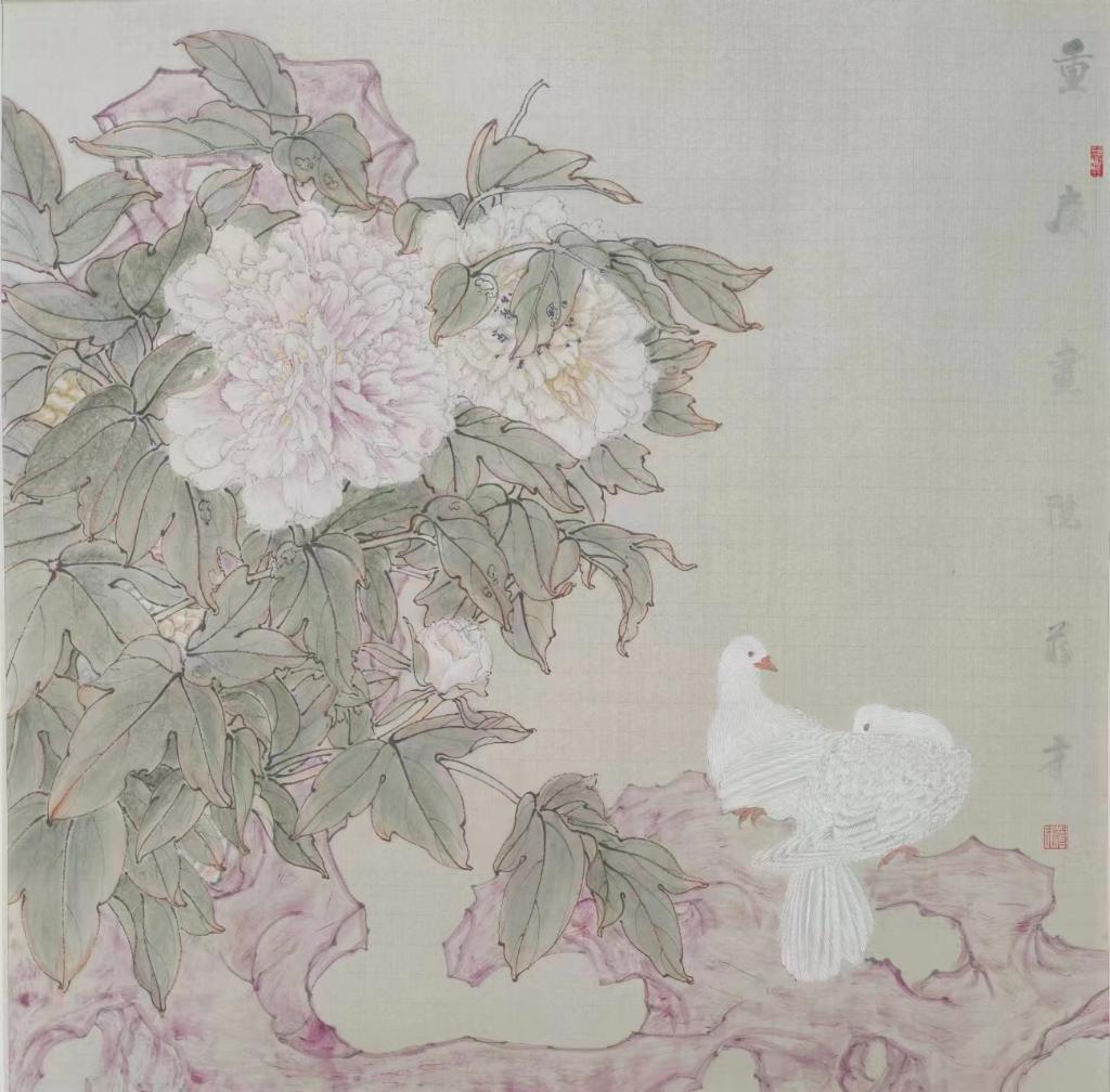 蒋才《清境花语》中国画 68X68㎝ 2023
