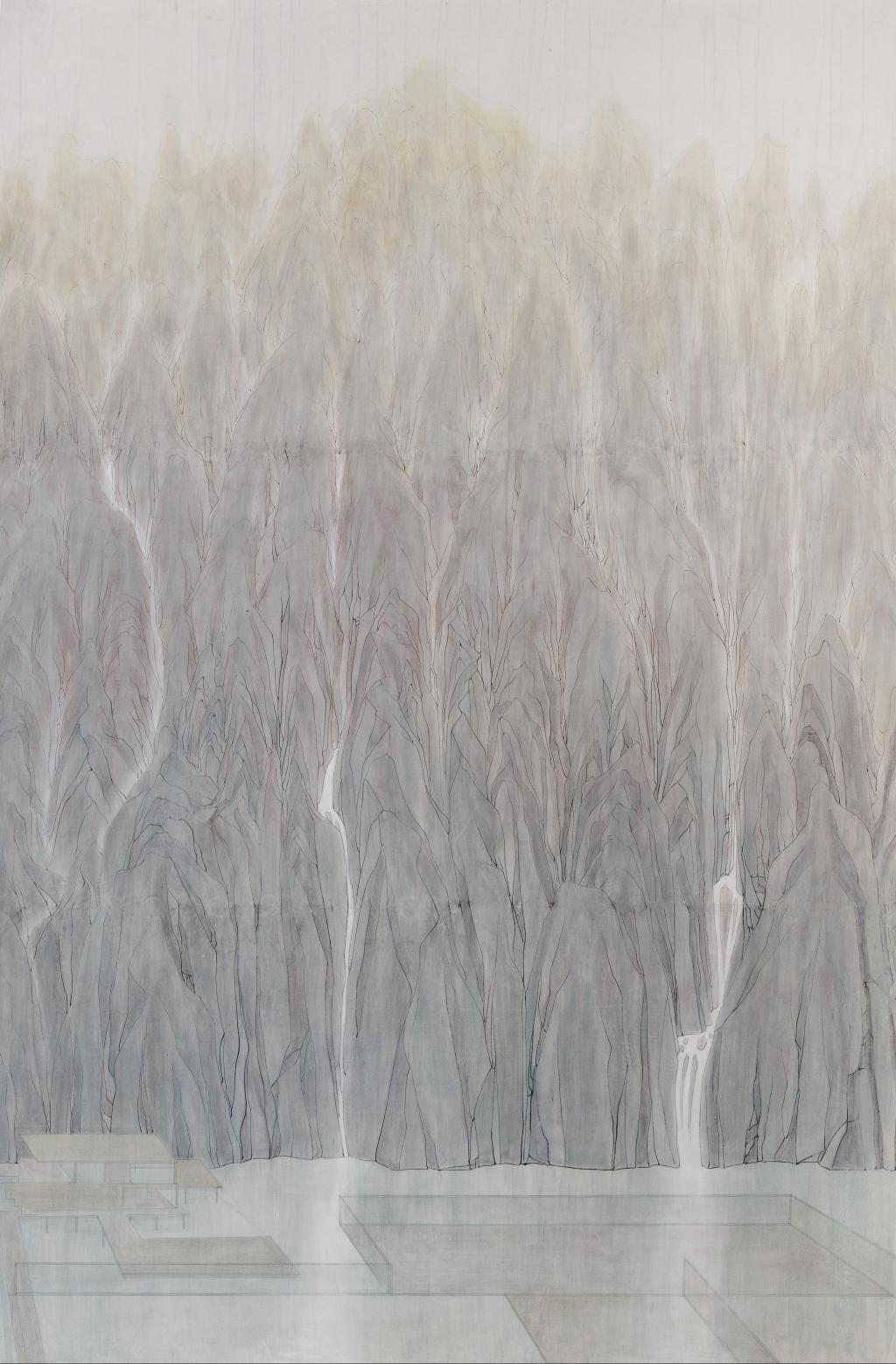 蒋才《坐望清音》中国画206X137cm 2022年