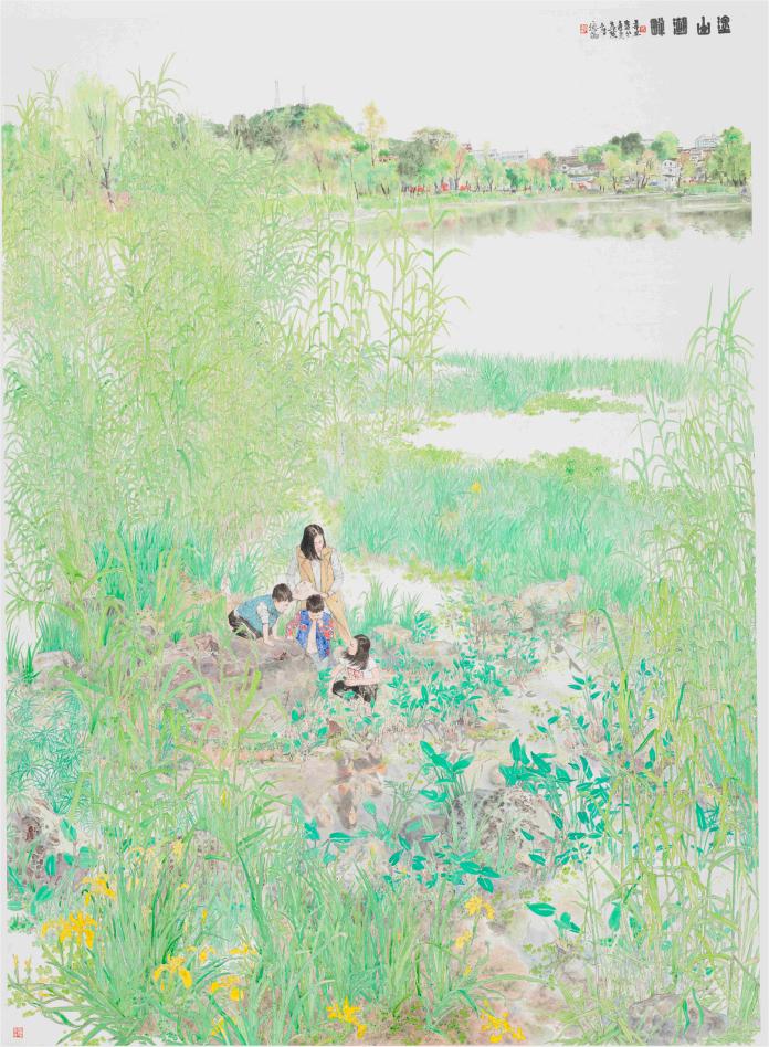 13重庆画院 唐德福《涂山湖畔》 宣纸重彩设色 145cmX200cm 2021