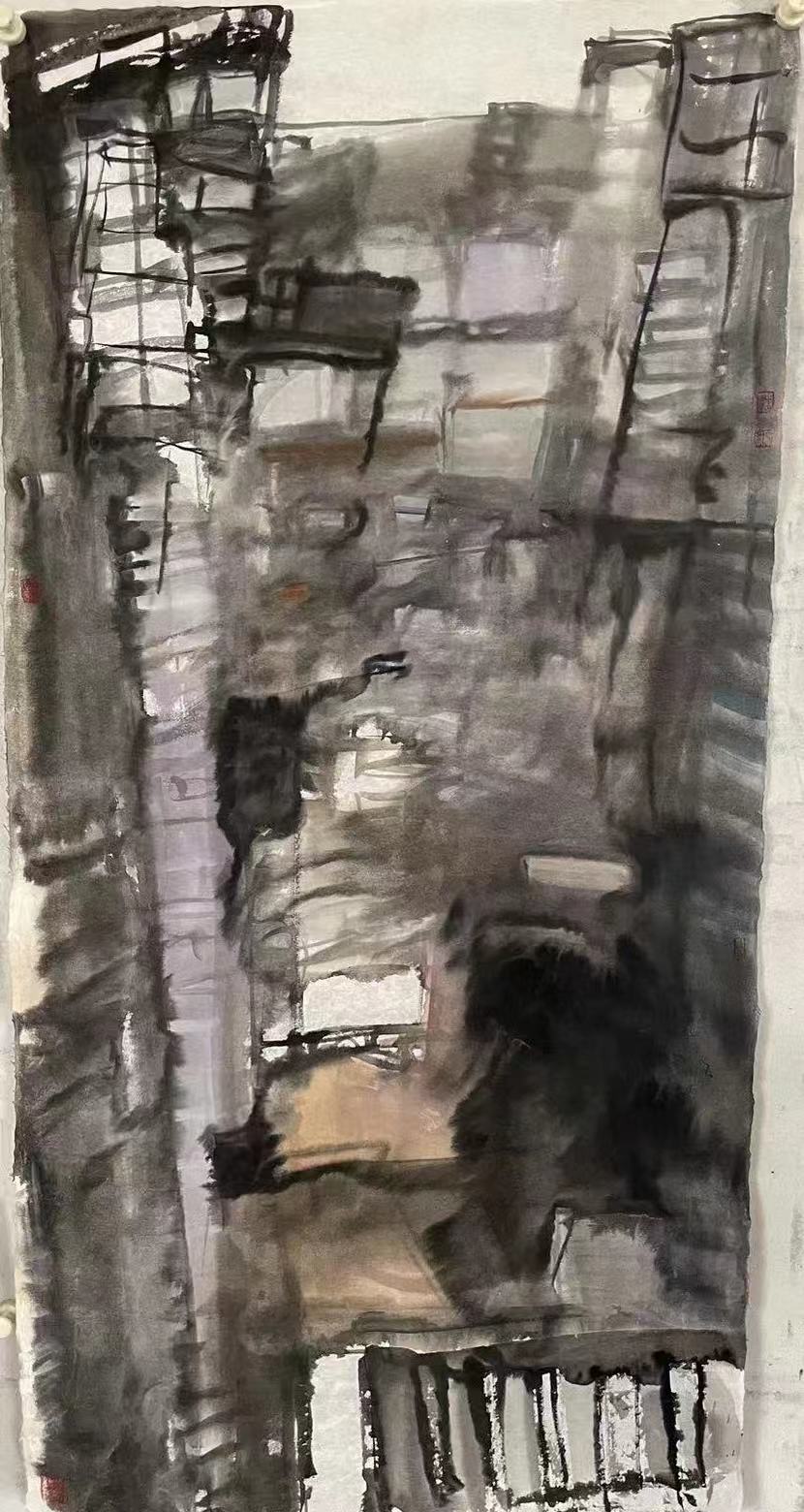 潘闻丞《城市镜像》138x69cm