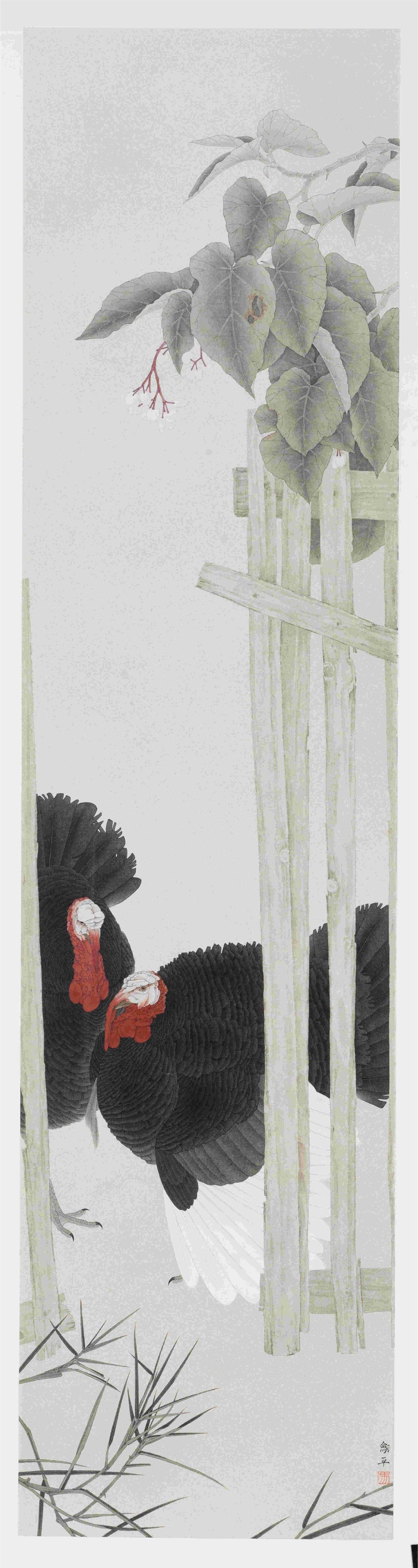 31广东画院 冯剑平《春风细语 》 中国画,201cmX50cm, 2019年