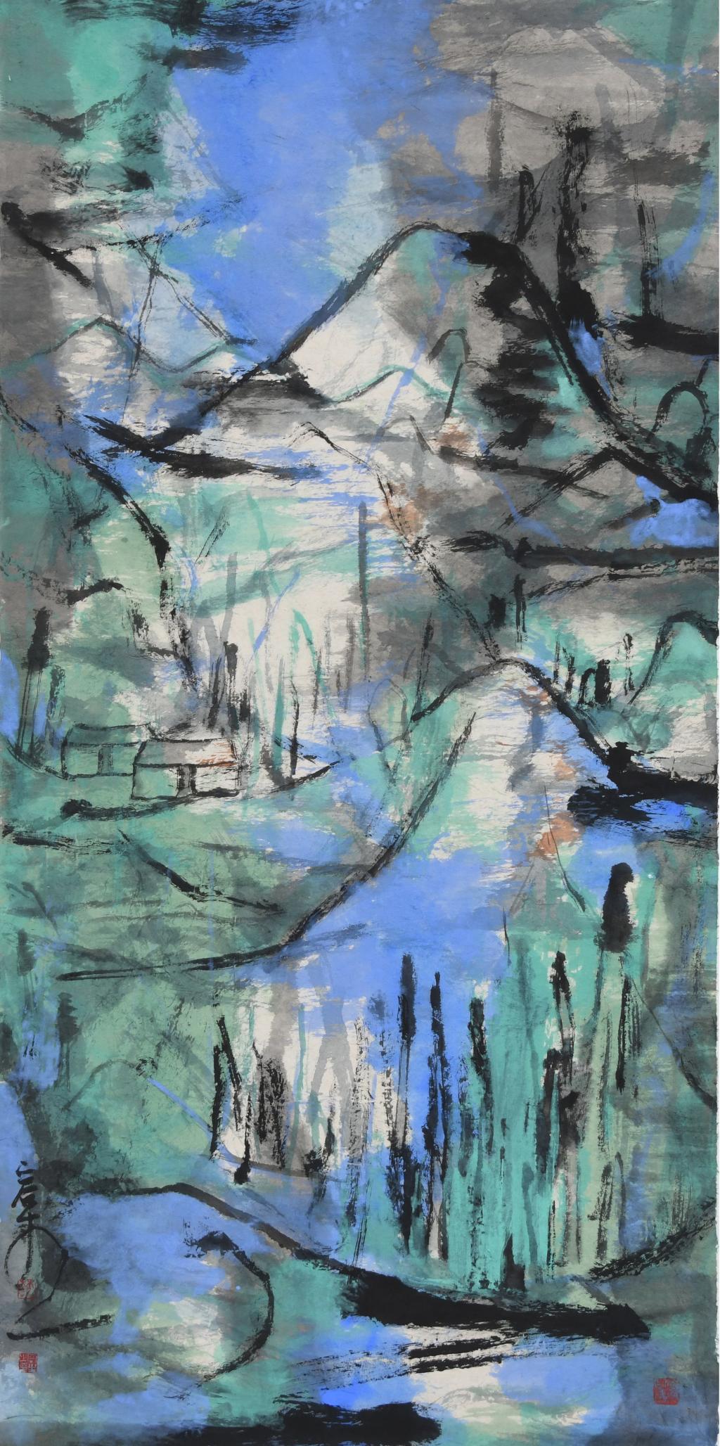 林容生《山水》70x138cm