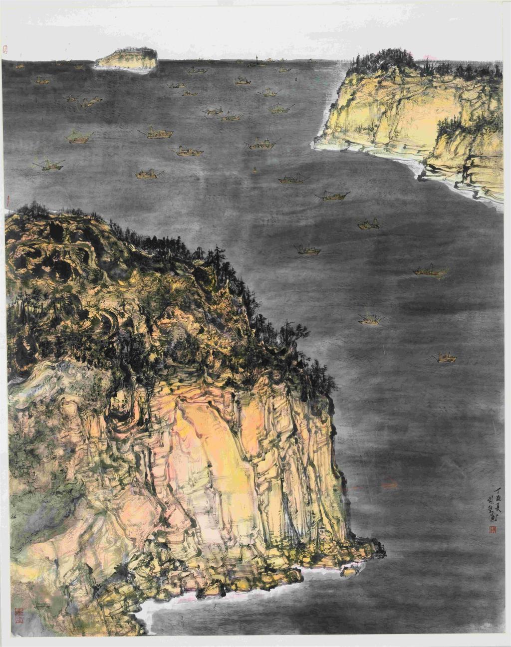 29广东画院 关坚《耕海》 180x140 -纸本设色- 2017