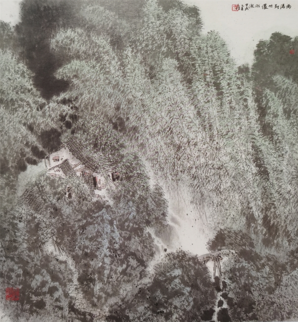 8雨后新竹湿淋淋 136x136cm 1994年.jpg 916462829654713365