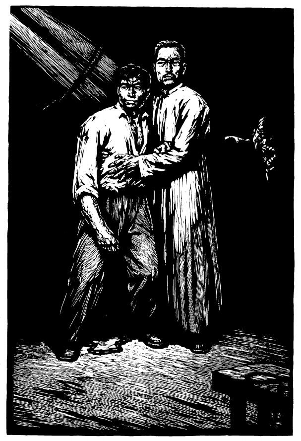 壮志不屈——许云峰和成岗 吴强年 版画 1978年 37.5×57.5cm 纸本