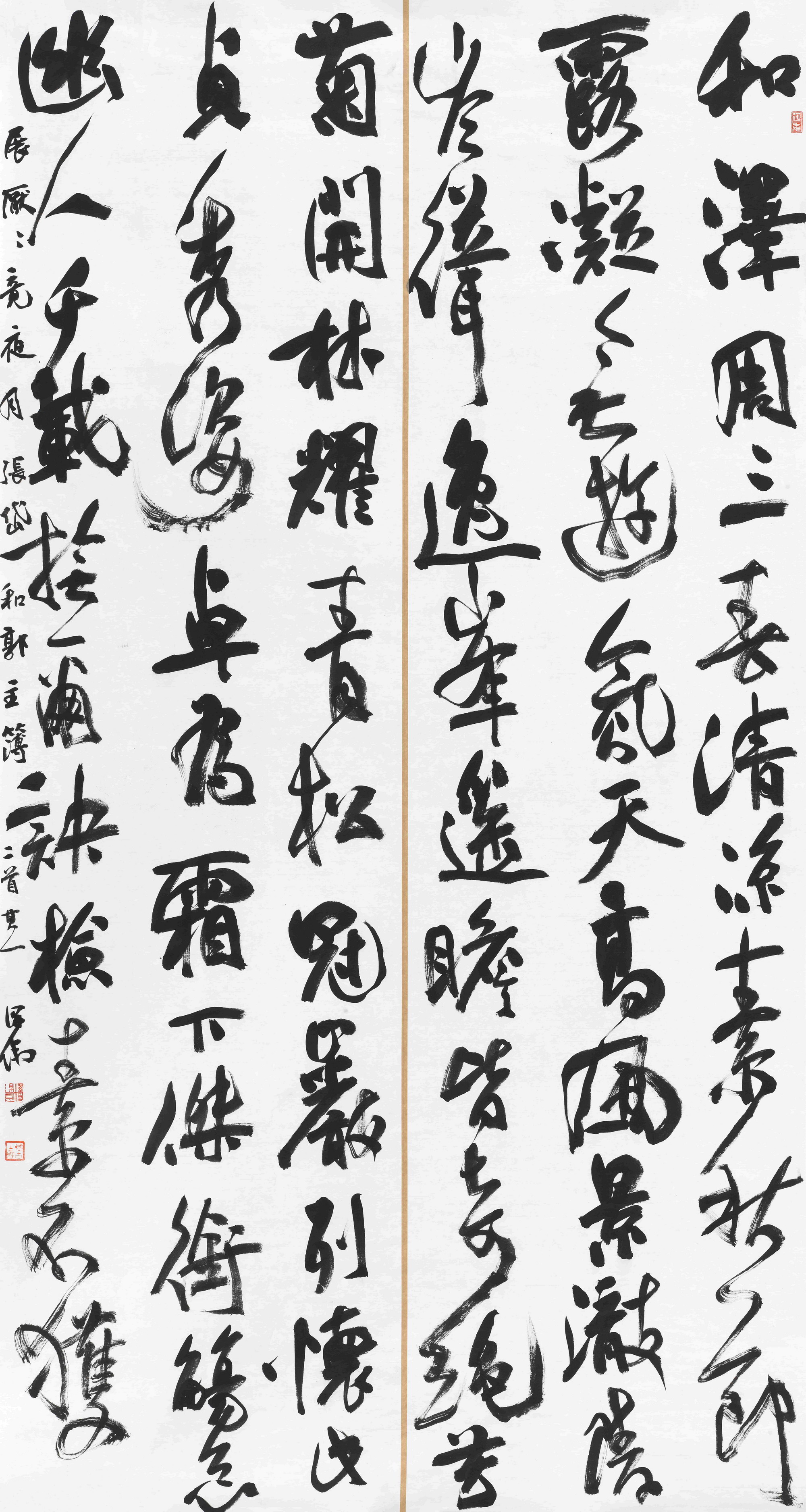 5张岱《和郭主薄二首·其一》  冯泽伟  书法  182×91cm  2025年