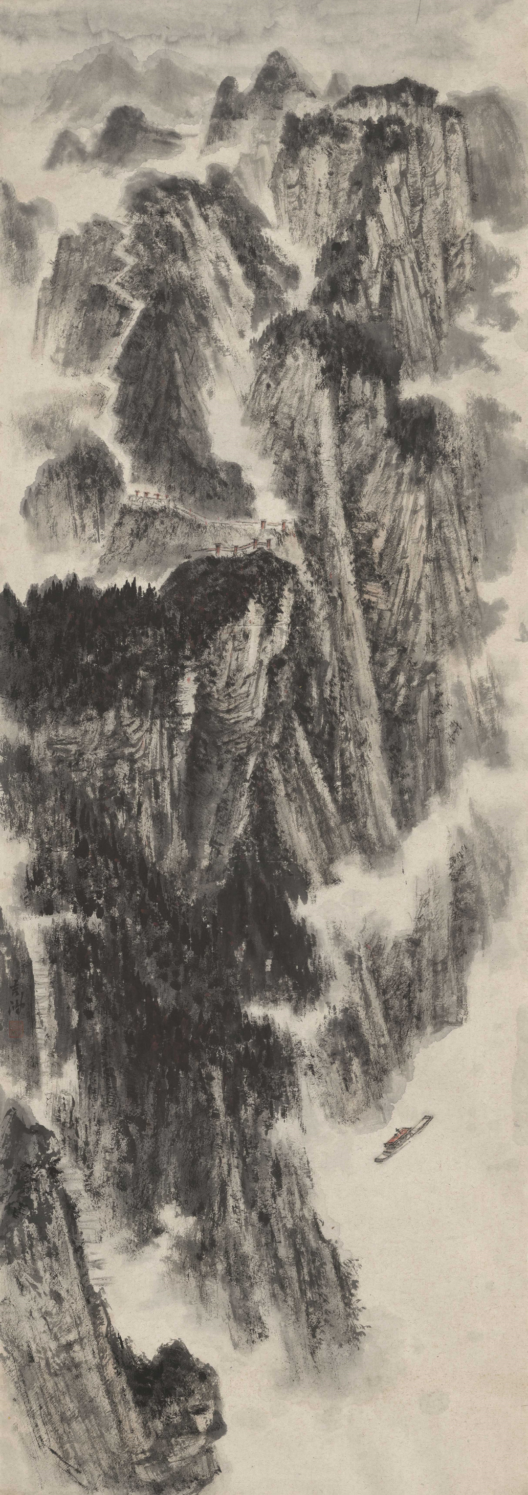 37 赤甲峰218x77cm 纸本水墨 傅吉鸿，2019，重庆市文艺资助项目，资助金额四万