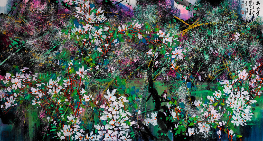 8  毛光辉 《湘西三月》 彩墨 180x97cm 2020年