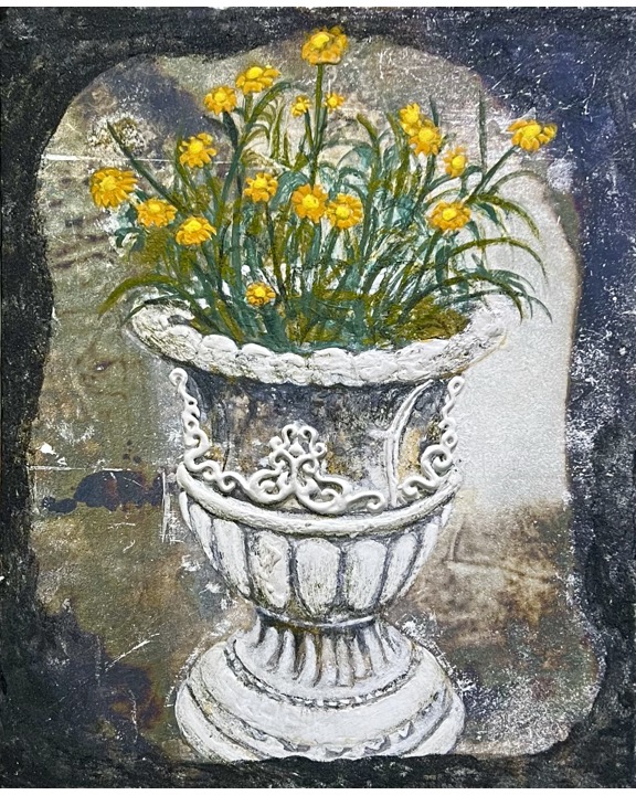 吴其颖 盆花 27×22cm 2023年 纸本胶彩 台湾艺术大学美术学院画书艺术学系本科班 导师：陈炳宏