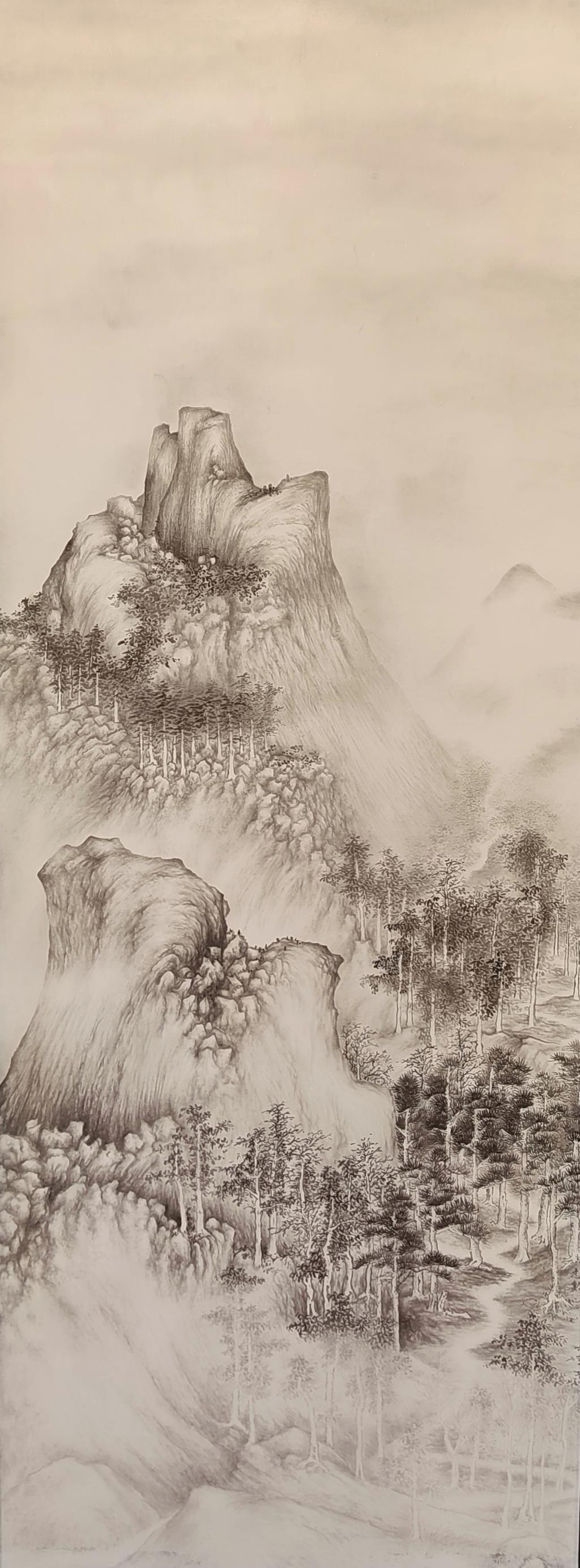 9林志勋 临巨然层岩丛树 90×45cm 2023年 水墨纸本 长荣大学艺术学院美术学系硕士班
