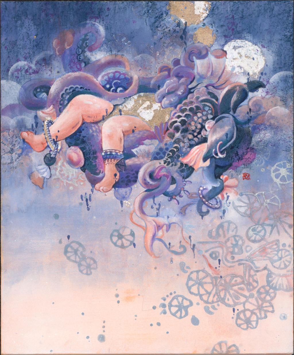 吴柏儒 45.5×33cm 2023年 纸本胶彩 台湾师范大学艺术学院美术学系水墨组 导师：张贞雯