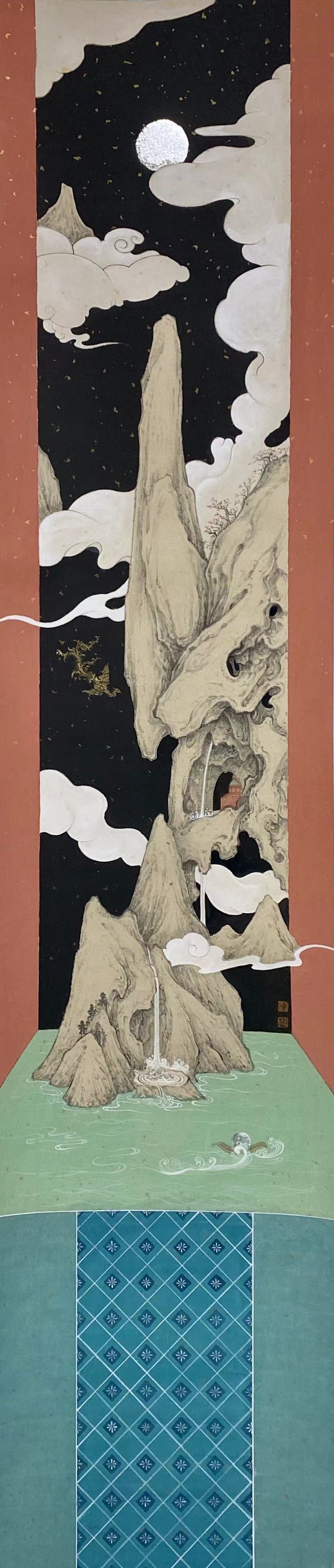 3詹荣辉 心·宇 130×29cm 2023年 纸本设色 台湾师范大学艺术学院美术学系博士班水墨组