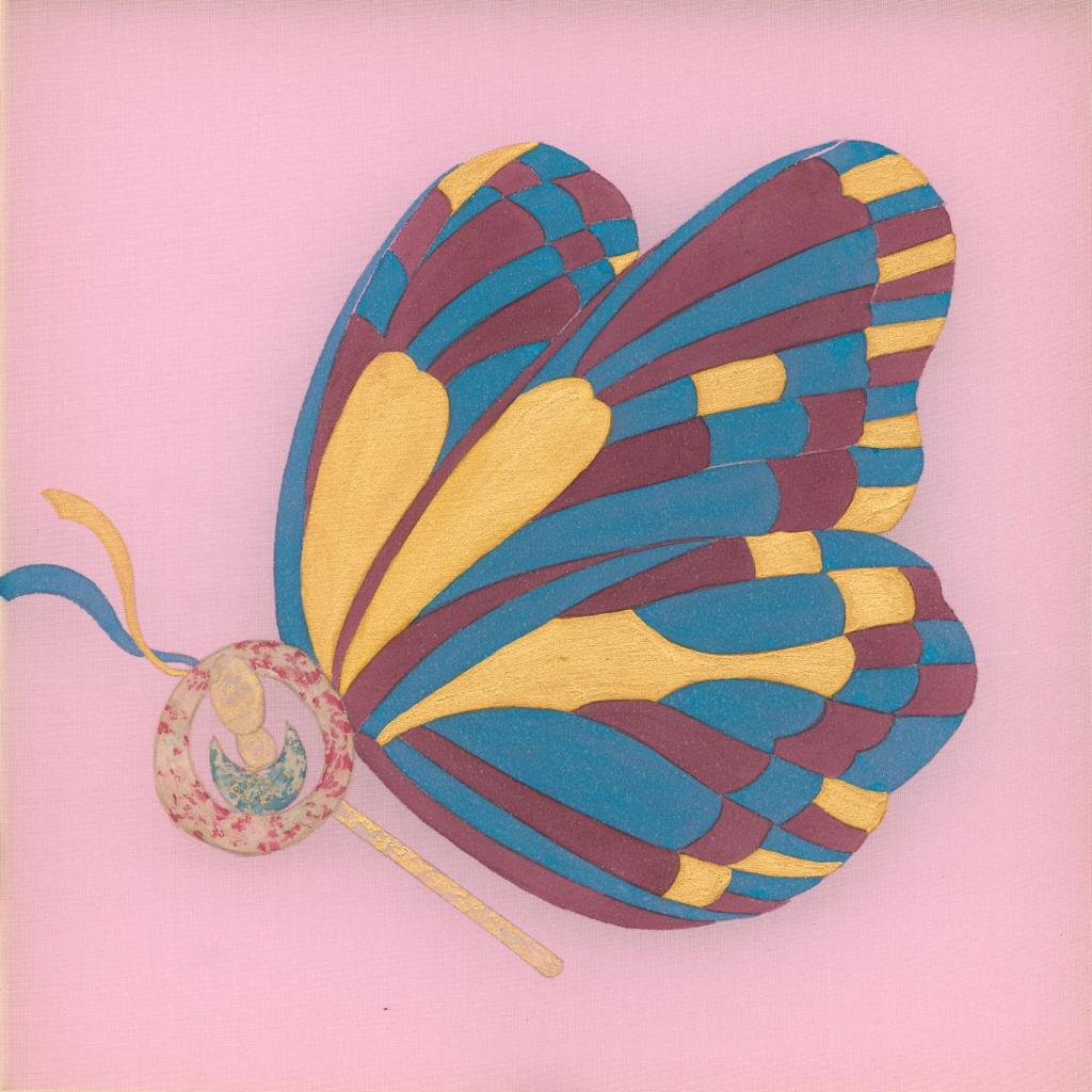 2 萧博骏 梦蝶系列 30x30cm 2023年 矿物颜料、金属泥、绢本设色 台湾师范大学艺术学院美术学系博士班水墨组 导师：李君毅、徐华翎