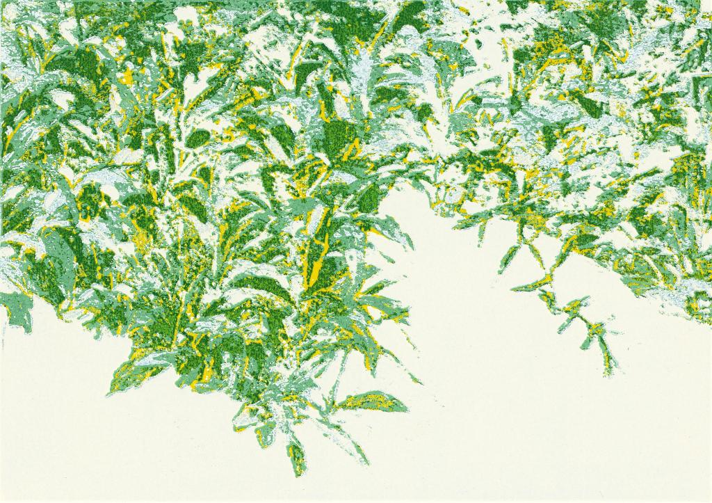 1 黄敏钦（青木） 丛绿三十二-小阳春 17.5x25.5cm版画 (纸本油墨) 2023年 台湾师范大学艺术学院美术学系博士班水墨组 导师：庄连东、詹前裕