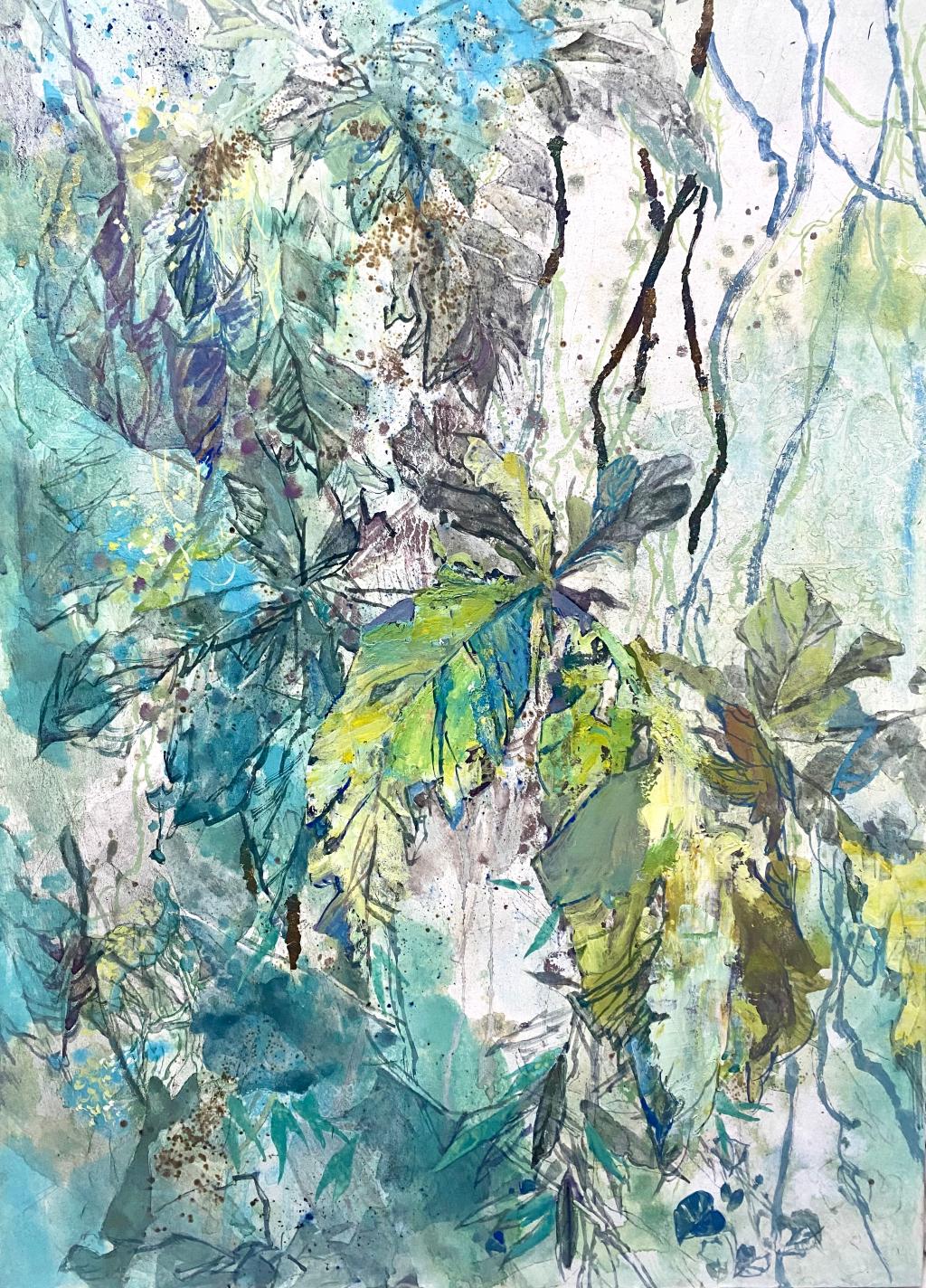 54 杨珂晨 绿意遗痕 50×70cm 2024年 水墨综合材料 四川美术学院中国画与书法艺术学院硕士班