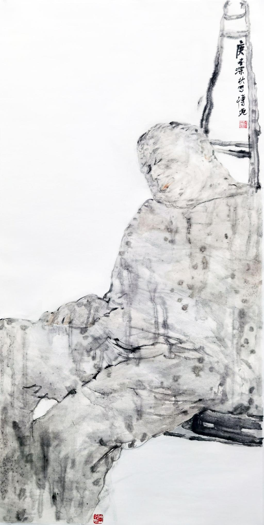65 崔博苑 寐寐吾眠 136×68cm 2021年 纸本水墨 四川美术学院中国画与书法艺术学院硕士班