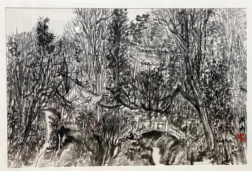 51 刘洋卉 亭桥晚春 43×69cm 2024年 纸本水墨 四川美术学院中国画与书法艺术学院硕士班