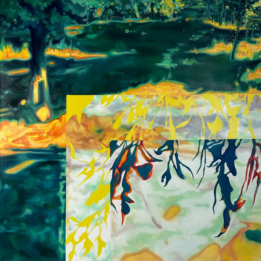 王展怡 午后小院 100×100cm 2024年 布面油画、丙烯 四川美术学院造型艺术学院油画系硕士班