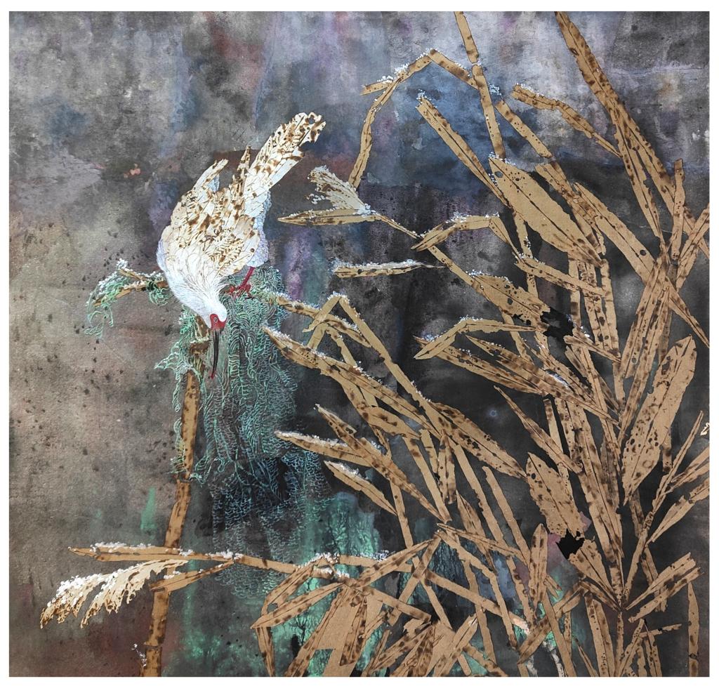 40 李爽 朱鹮 68×68cm 2024年 纸本设色 四川美术学院中国画与书法艺术学院硕士班