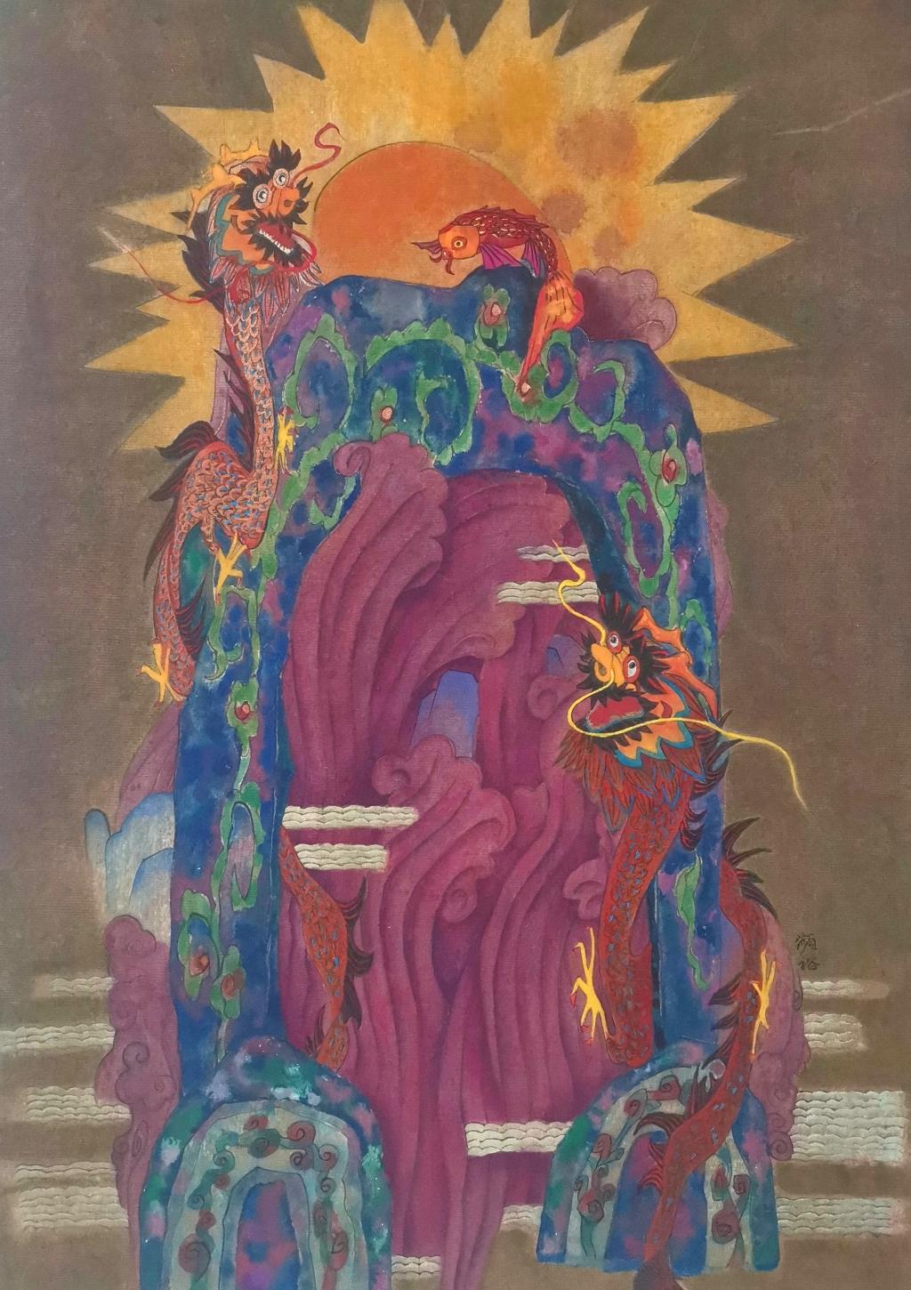 58 黄濒裕 鱼跃龙门 42×29cm 2024年 纸本设色 四川美术学院中国画与书法艺术学院硕士班