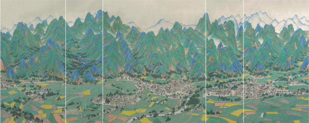 《绿水青山》李月林  中国画 585x235cm 2022-2023年