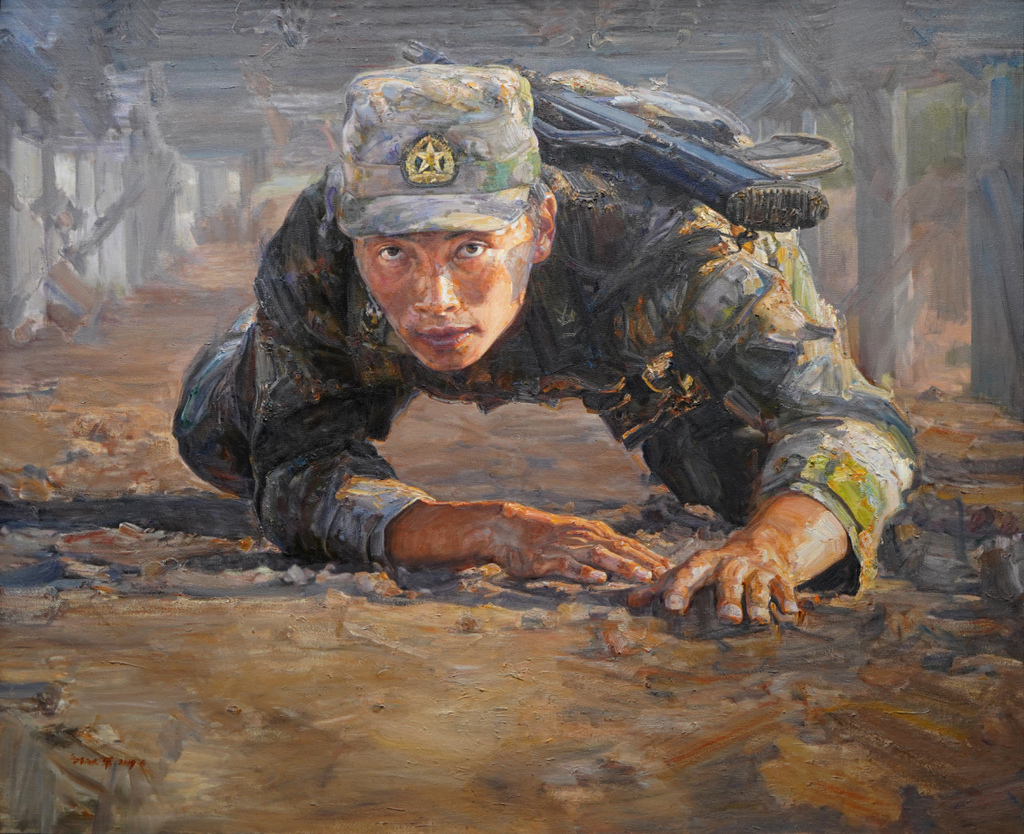 《向前！向前！》 邹积平  布面油画   190cmx158cm  2019年