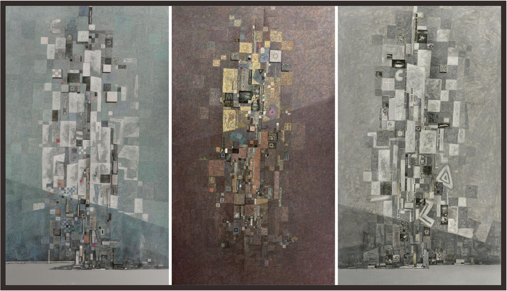《律动的都市》 沈小虞、樊青山、邓洁，  综合材料绘画， 120×200cm×3 幅  2019年