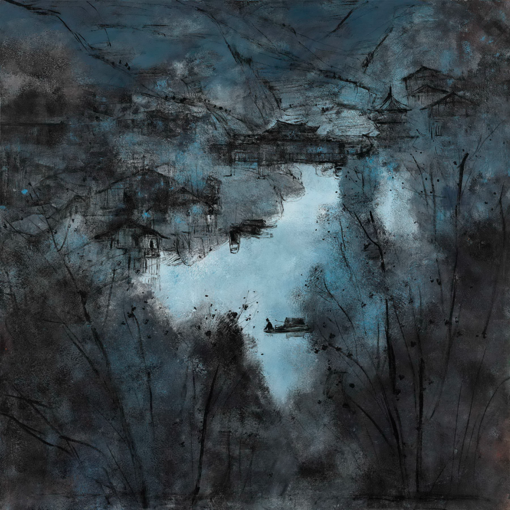 陈明春 《春江水从家门过》 布面油画  100cm×100cm 2021年（重庆美术馆藏）