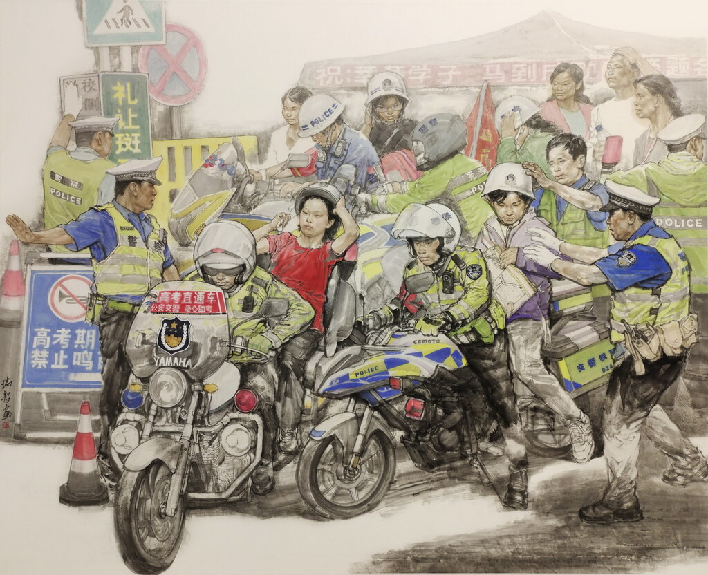 1孟瑞智《护航》184×227㎝ 2024  最终版 装框高238cm×宽195cm  画心 227×184㎝  2024