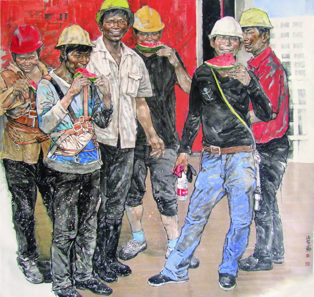 5《夏日工地》纸本水墨180x190cm 2020