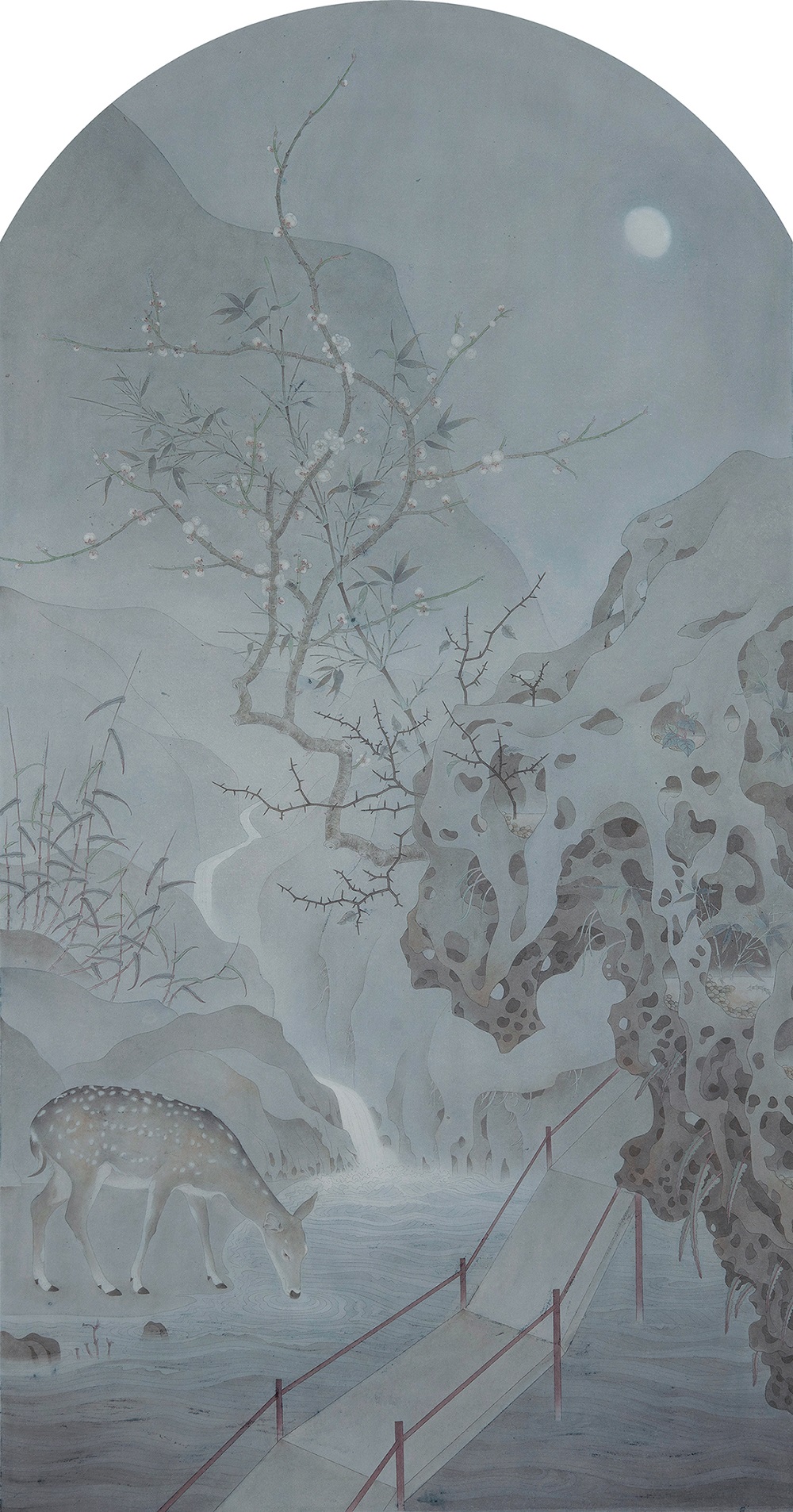 祝殿超《月出》中国画 101×192厘米 2019年